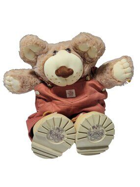 Vintage 80s Furskin Dudley Bear 22 inch Plush Xavier Roberts Overalls Boots Toy